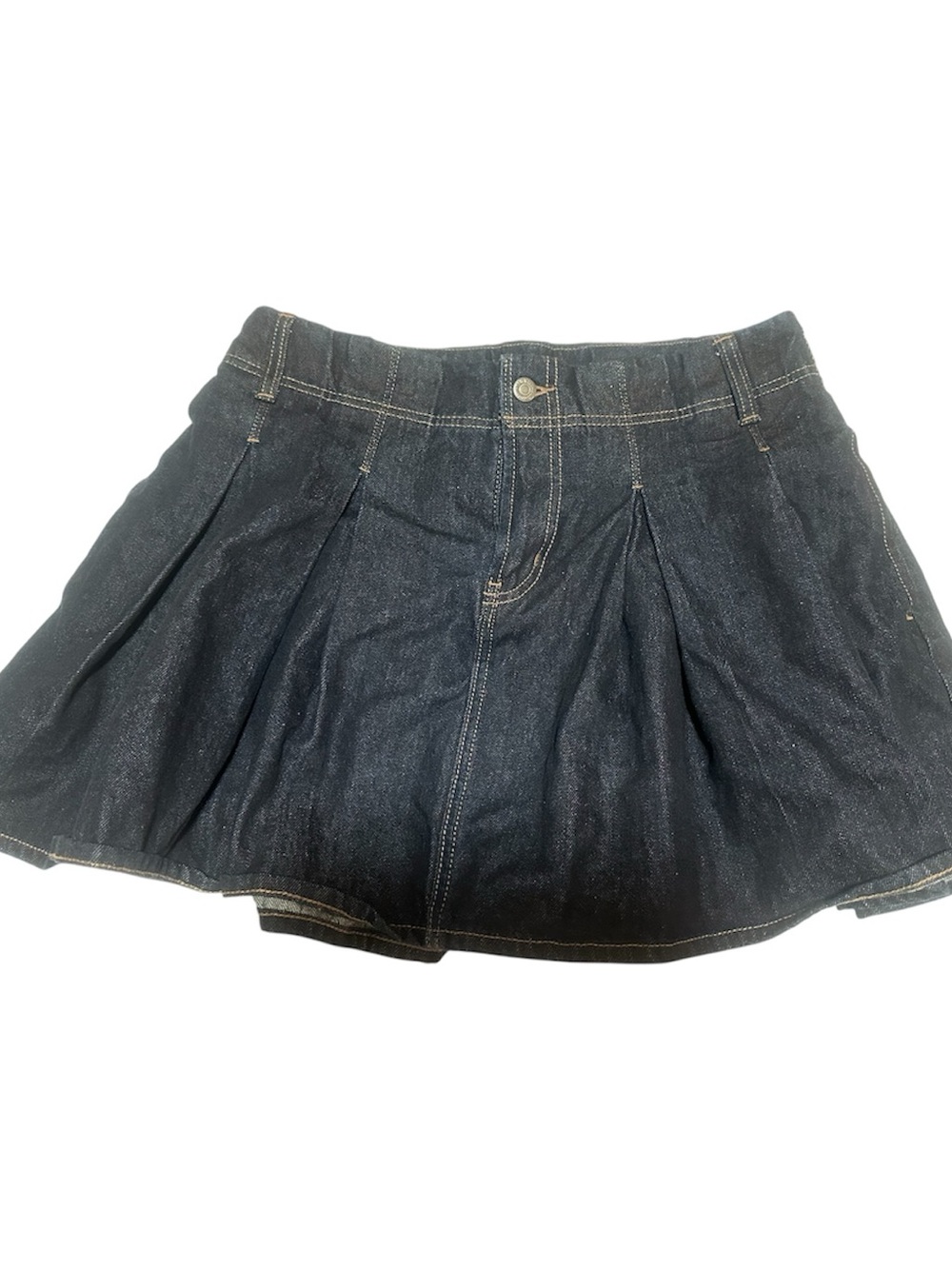 Old Navy Dark Indigo Denim Pleated Mini Skirt
